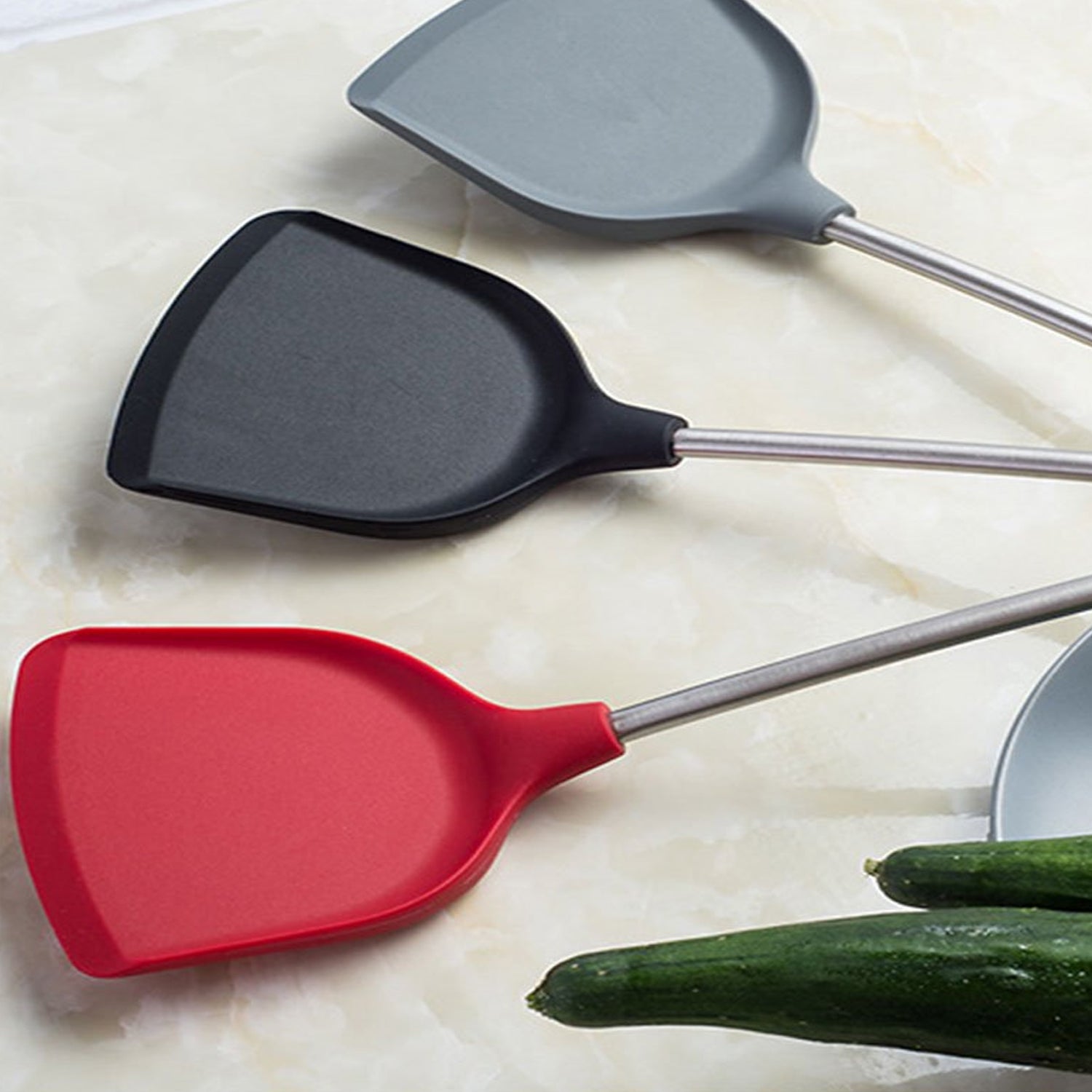 2690 Kitchen turner Heat Resistant Silicone Non-stick Silicone turner Grip Non Stick Long Handle Cooking turner DeoDap 2690 Kitchen turner Heat Resistant Silicone Non-stick Silicone turner Grip Non Stick Long Handle Cooking turner DeoDap